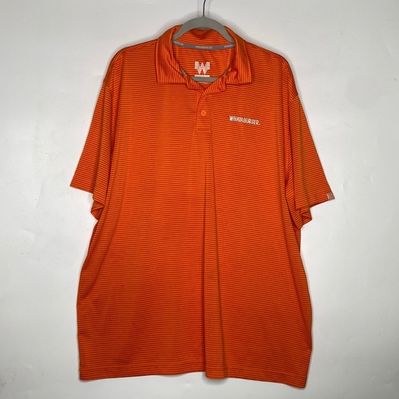 Whataburger Men’s Orange Striped Polo Shirt Breathable Lightweight size 2XL - Picture 2 of 9